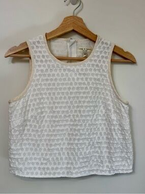 rag & bone Evie Honeycomb White Cotton Eyelet Tank